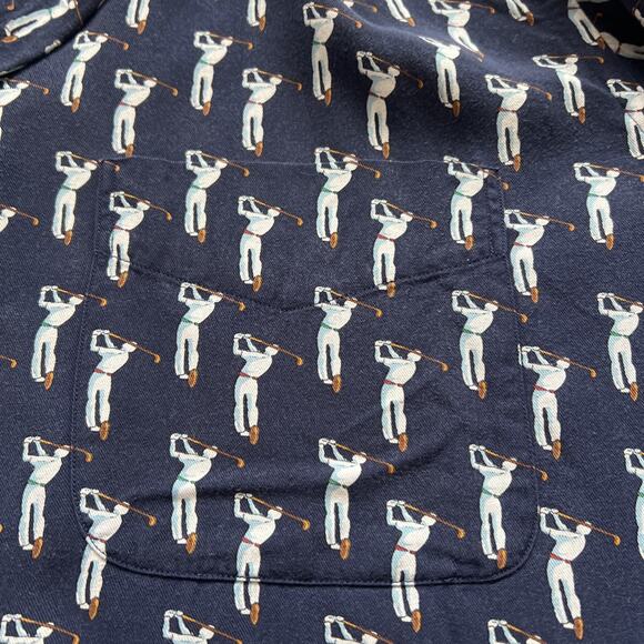 Polo Ralph Lauren Berkeley Shirt Mens Large All Over Golfer Print Short Sleeves - Picture 7 of 8